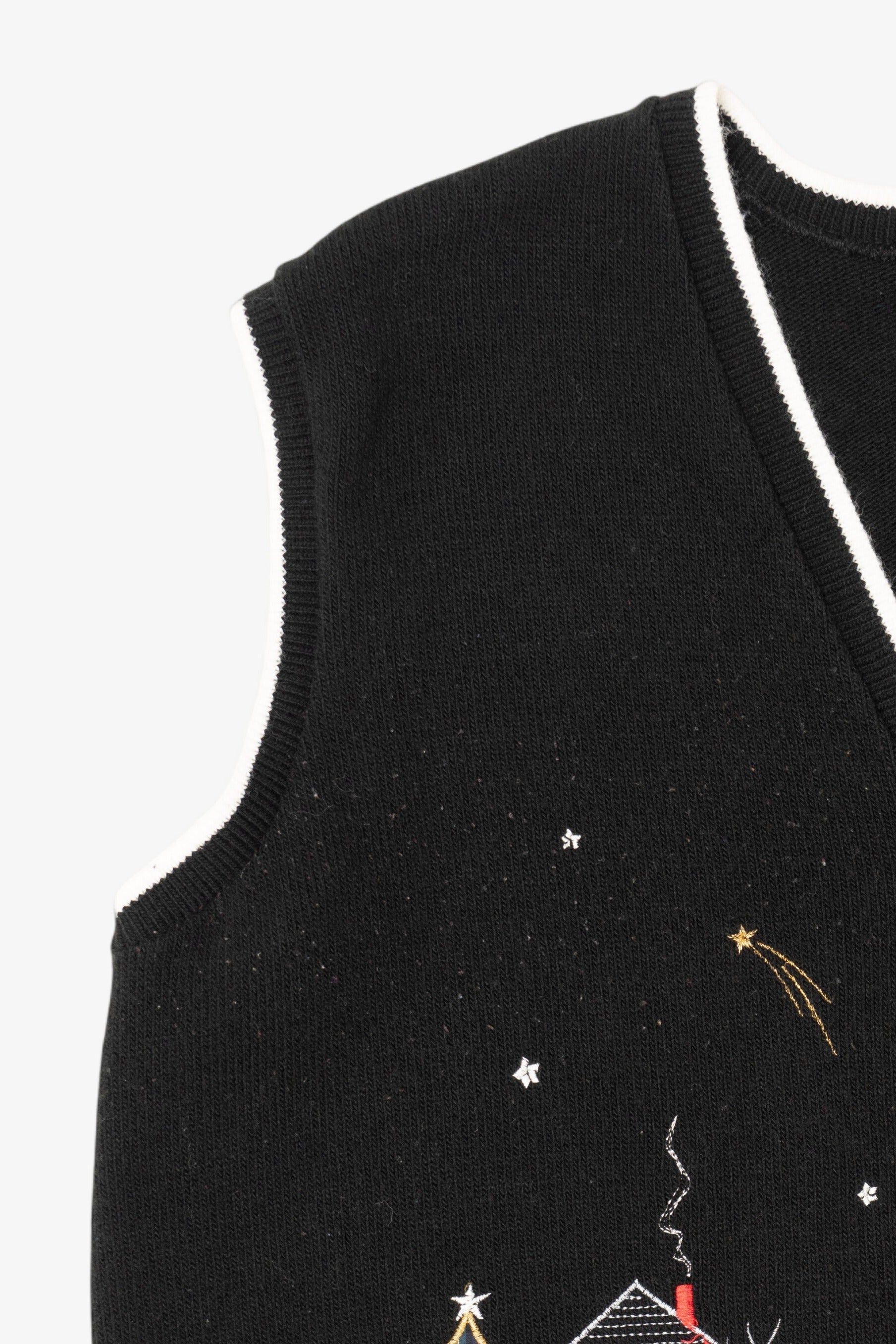 Vintage Black Southern Lady Embroidered Landscape Ugly Christmas Vest (1980s)