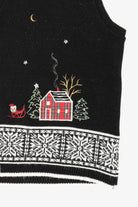 Vintage Black Southern Lady Embroidered Landscape Ugly Christmas Vest (1980s)