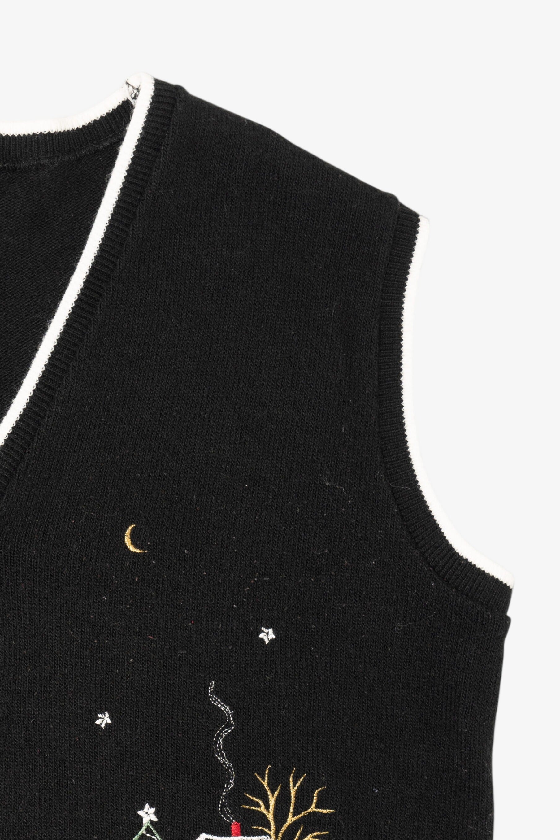 Vintage Black Southern Lady Embroidered Landscape Ugly Christmas Vest (1980s)