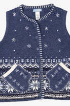 Vintage Blue Classic Elements Mitten Pockets Ugly Christmas Vest (2000s)