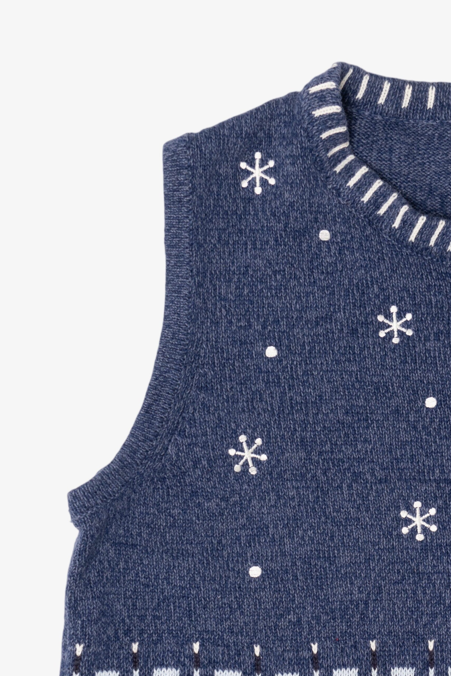 Vintage Blue Classic Elements Mitten Pockets Ugly Christmas Vest (2000s)