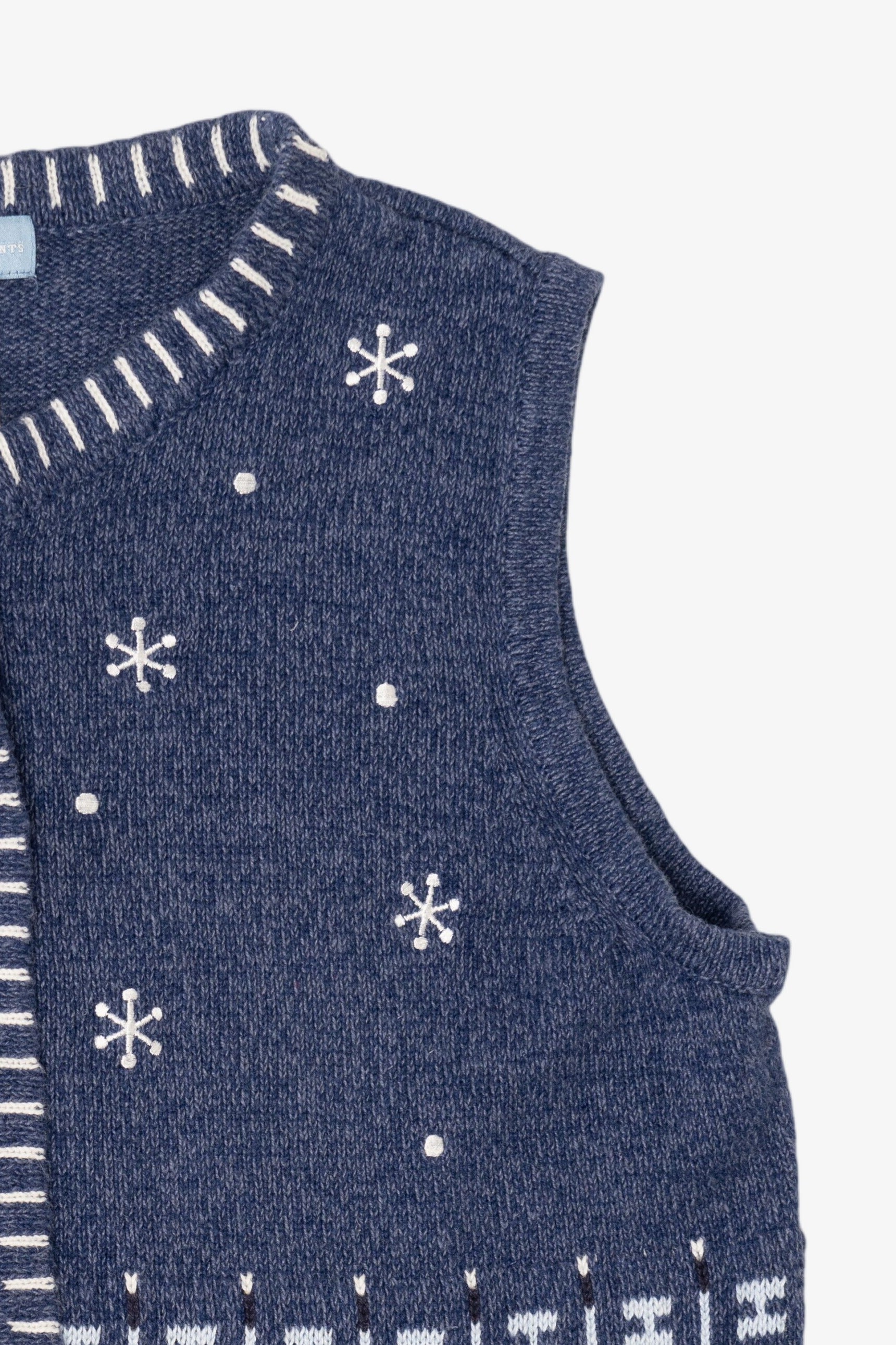 Vintage Blue Classic Elements Mitten Pockets Ugly Christmas Vest (2000s)