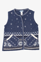 Vintage Blue Classic Elements Mitten Pockets Ugly Christmas Vest (2000s)