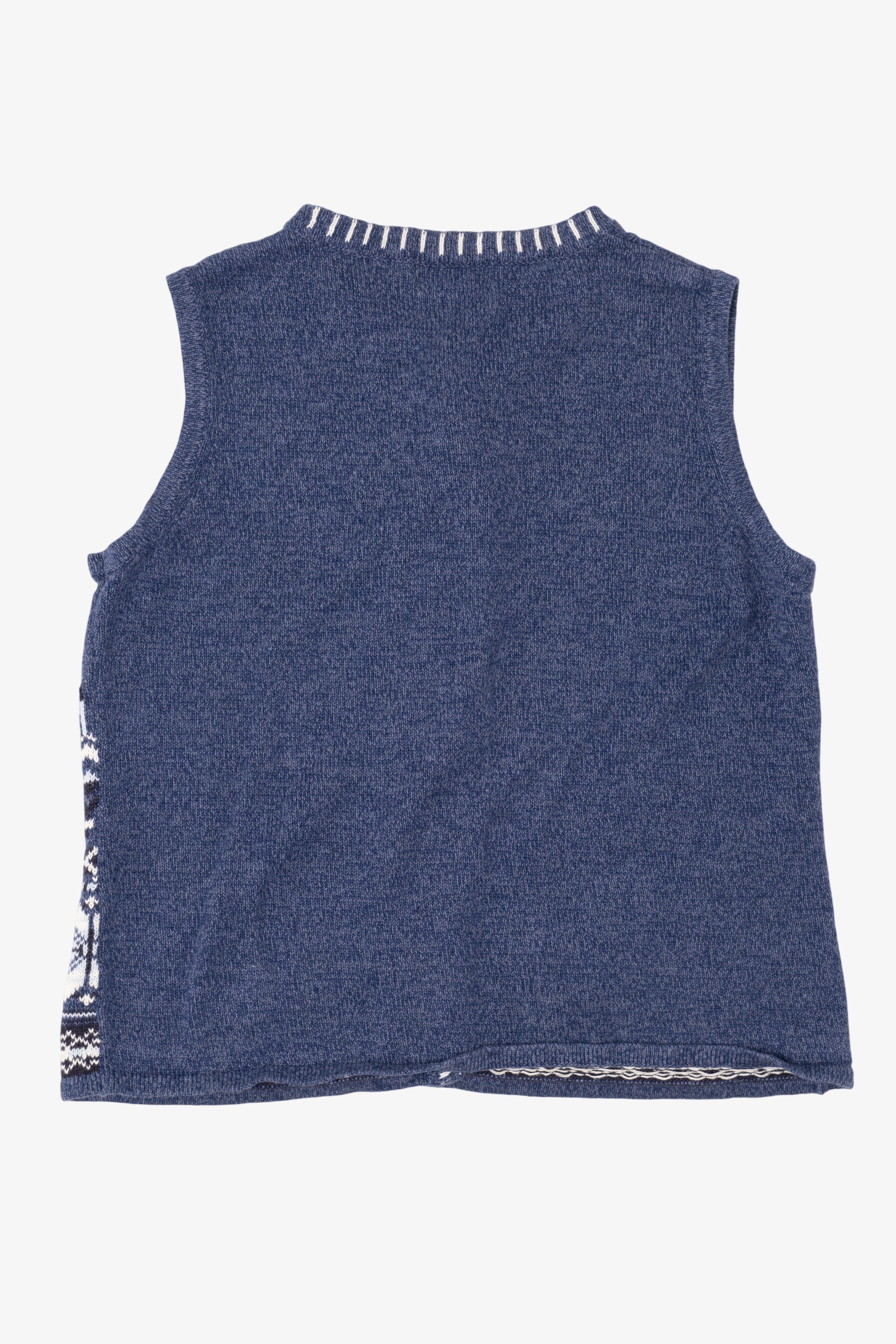 Vintage Blue Classic Elements Mitten Pockets Ugly Christmas Vest (2000s)