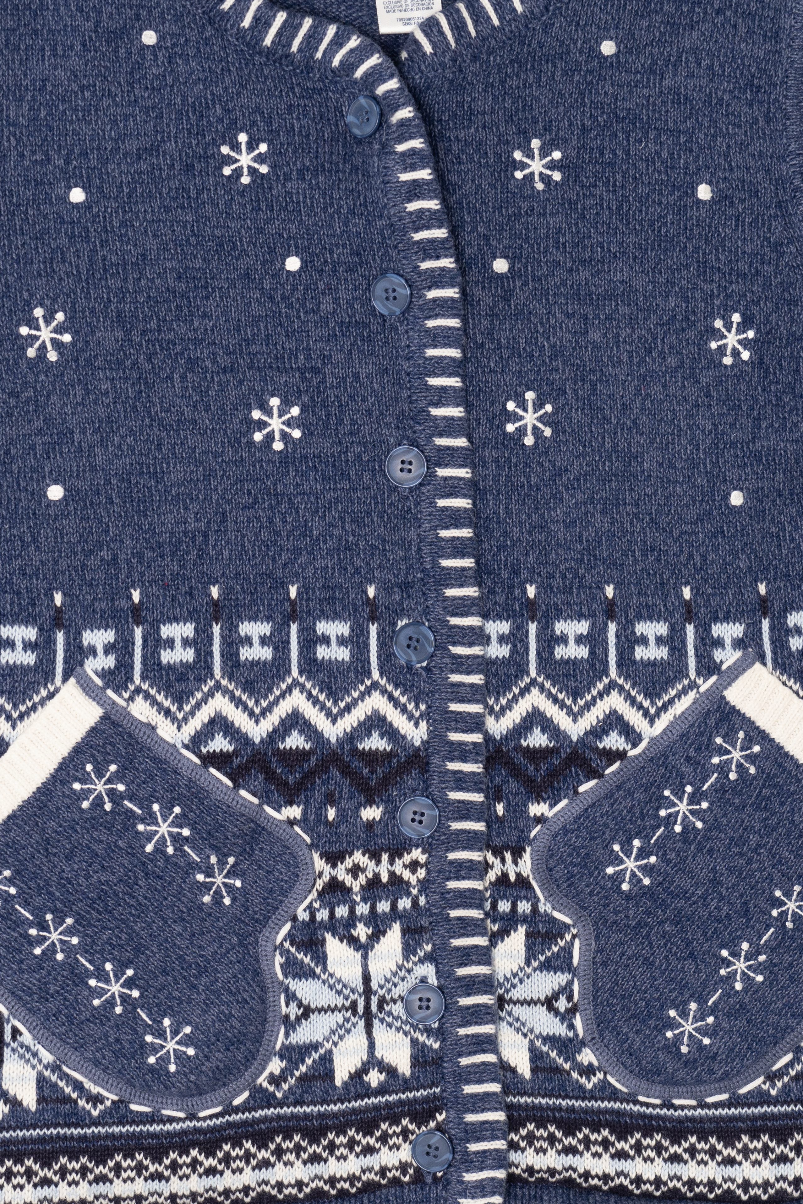 Vintage Blue Classic Elements Mitten Pockets Ugly Christmas Vest (2000s)