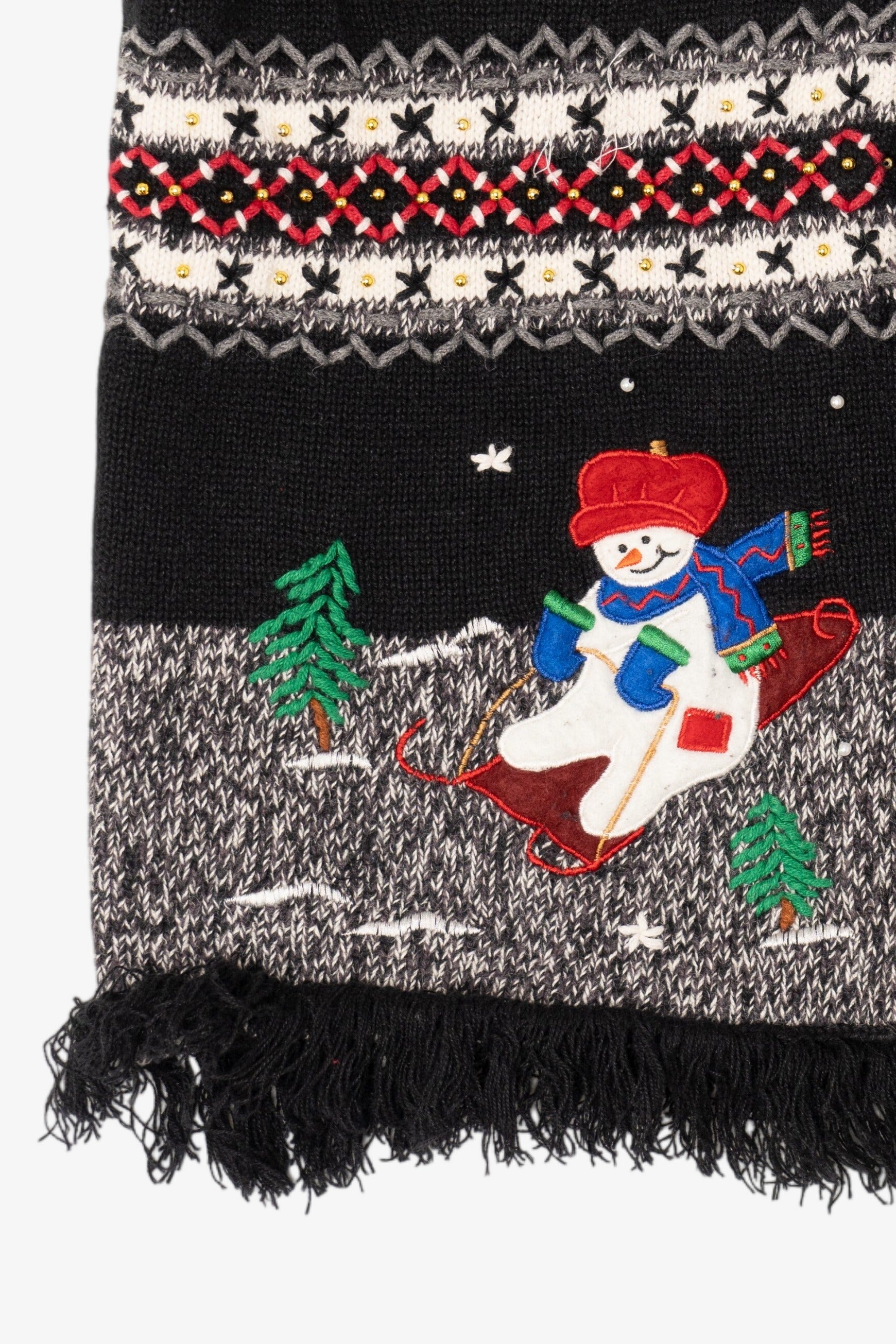 Vintage Black Skating Snowmen Ugly Christmas Vest (2000s)