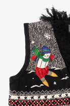 Vintage Black Skating Snowmen Ugly Christmas Vest (2000s)