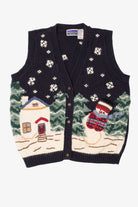 Vintage Navy Blue Northcrest Snowmen Ugly Christmas Vest (1990s)