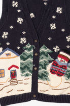 Vintage Navy Blue Northcrest Snowmen Ugly Christmas Vest (1990s)