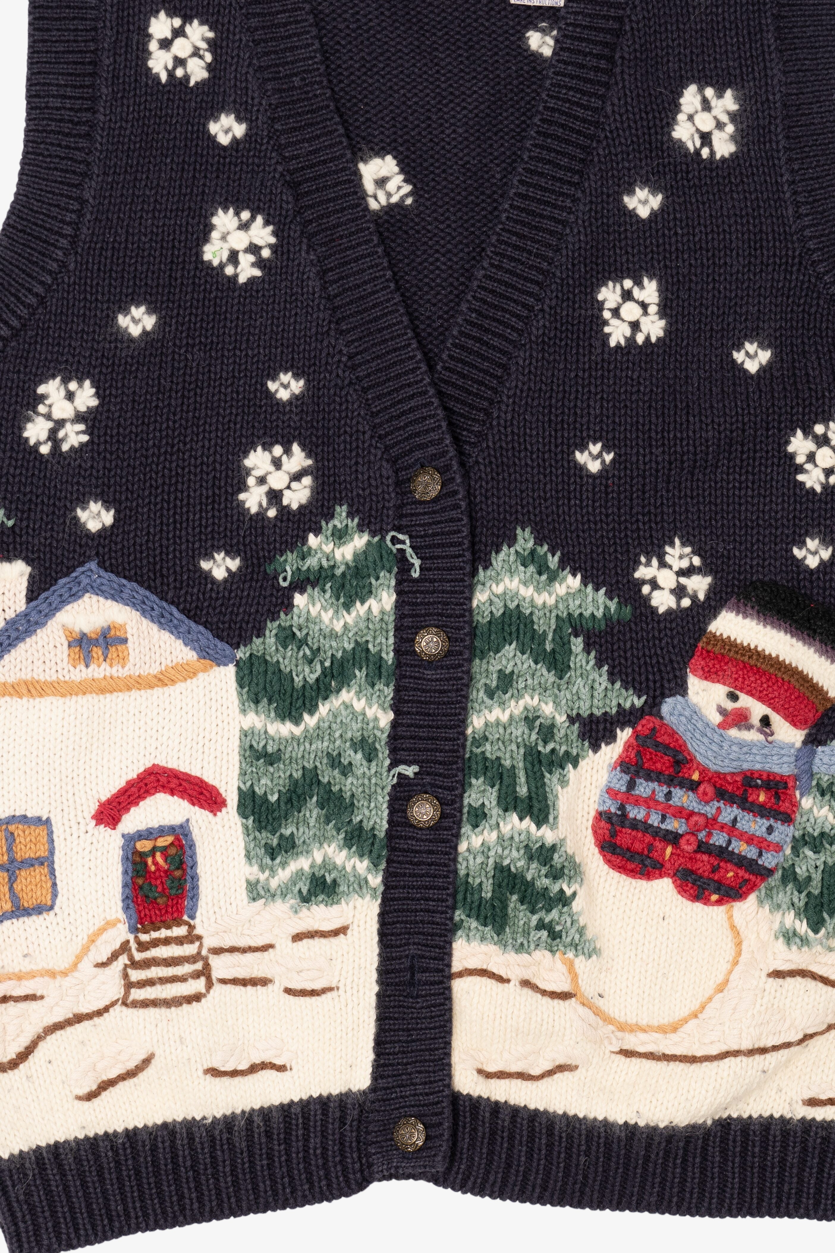 Vintage Navy Blue Northcrest Snowmen Ugly Christmas Vest (1990s)