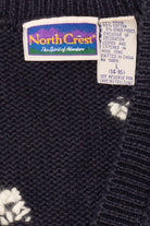 Vintage Navy Blue Northcrest Snowmen Ugly Christmas Vest (1990s)