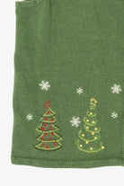 Vintage Green Hand Embroidered Christopher & Banks Trees Ugly Christmas Vest (1990s)