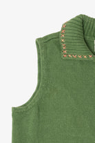 Vintage Green Hand Embroidered Christopher & Banks Trees Ugly Christmas Vest (1990s)