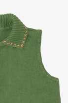 Vintage Green Hand Embroidered Christopher & Banks Trees Ugly Christmas Vest (1990s)
