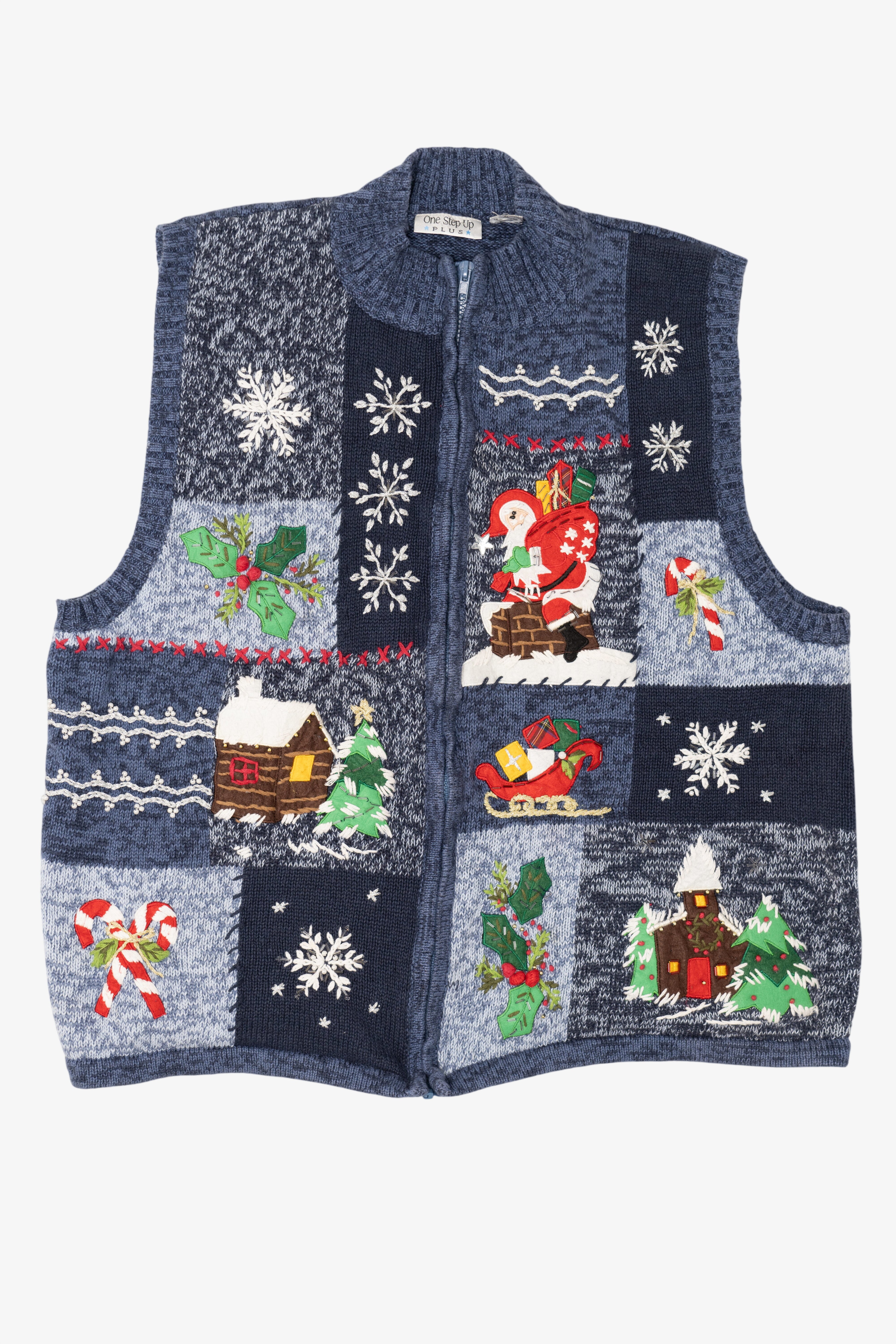 Vintage Blue One Step Up Ugly Christmas Vest (2000s)