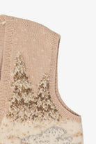 Vintage Hand Knit Beige Marisa Christina Landscape Ugly Christmas Vest (1990s)
