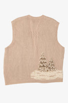 Vintage Hand Knit Beige Marisa Christina Landscape Ugly Christmas Vest (1990s)