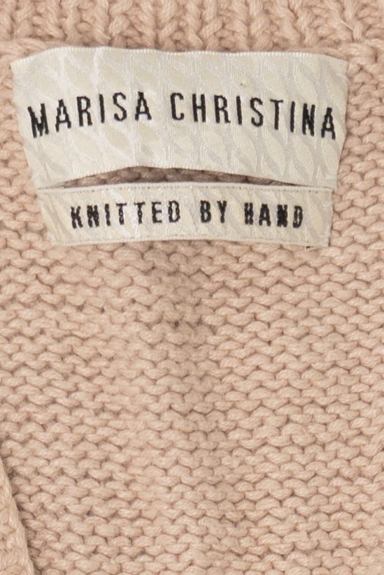 Vintage Hand Knit Beige Marisa Christina Landscape Ugly Christmas Vest (1990s)