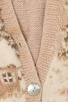 Vintage Hand Knit Beige Marisa Christina Landscape Ugly Christmas Vest (1990s)