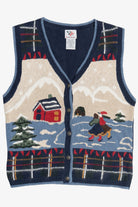 Vintage Snowy Winter Scene Ugly Christmas Sweater (1990s)