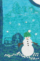Vintage Kim Rogers Snowman Embroidered Scenery Ugly Christmas Vest (1990s)