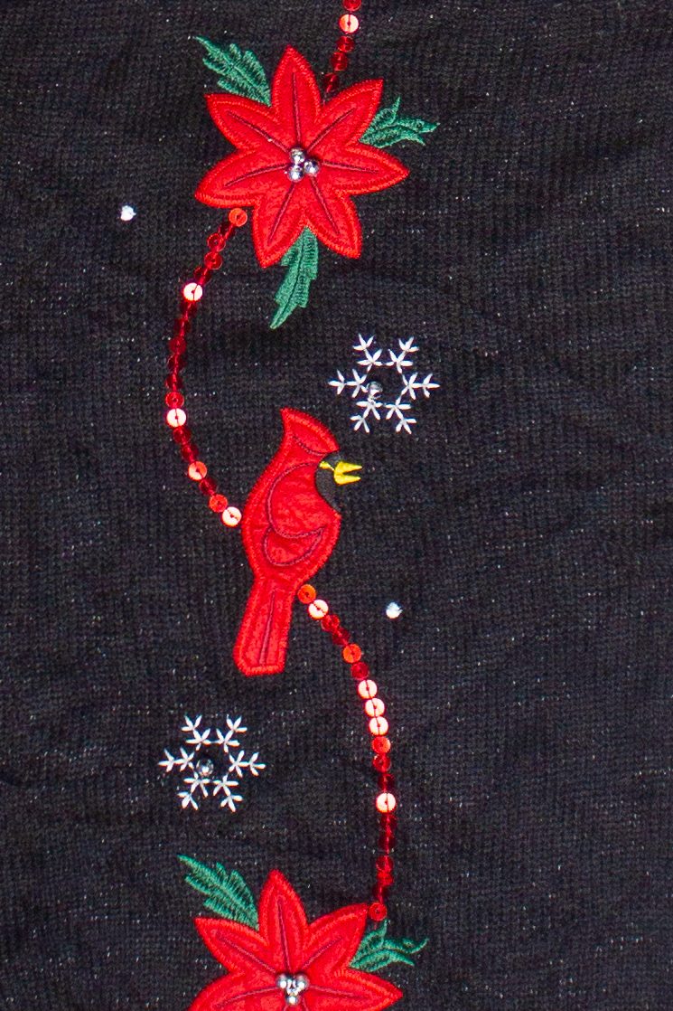 Cardinals & Poinsettias Susan Bristol Ugly Christmas Sweater Vest