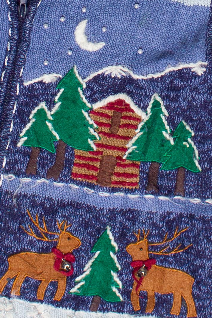 Vintage Bobbie Brooks Winter Mountain Cabin Embroidered Ugly Christmas Vest (2000s)