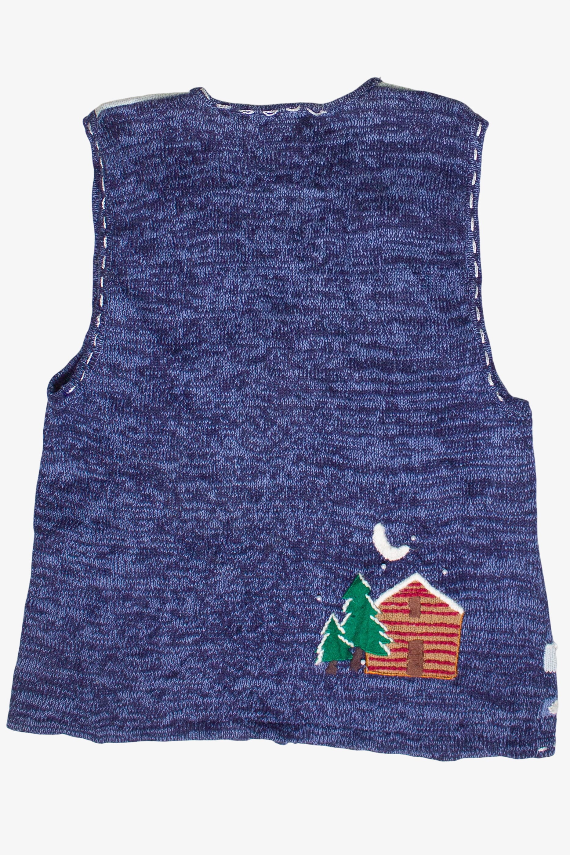 Vintage Bobbie Brooks Winter Mountain Cabin Embroidered Ugly Christmas Vest (2000s)