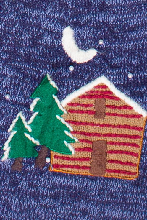 Vintage Bobbie Brooks Winter Mountain Cabin Embroidered Ugly Christmas Vest (2000s)