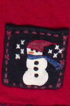 Vintage Snowman Tree Patch Pockets Coldwater Creek Ugly Christmas Vest