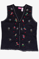 Vintage Embroidered Snowflakes Winter Fun Ugly Christmas Vest 