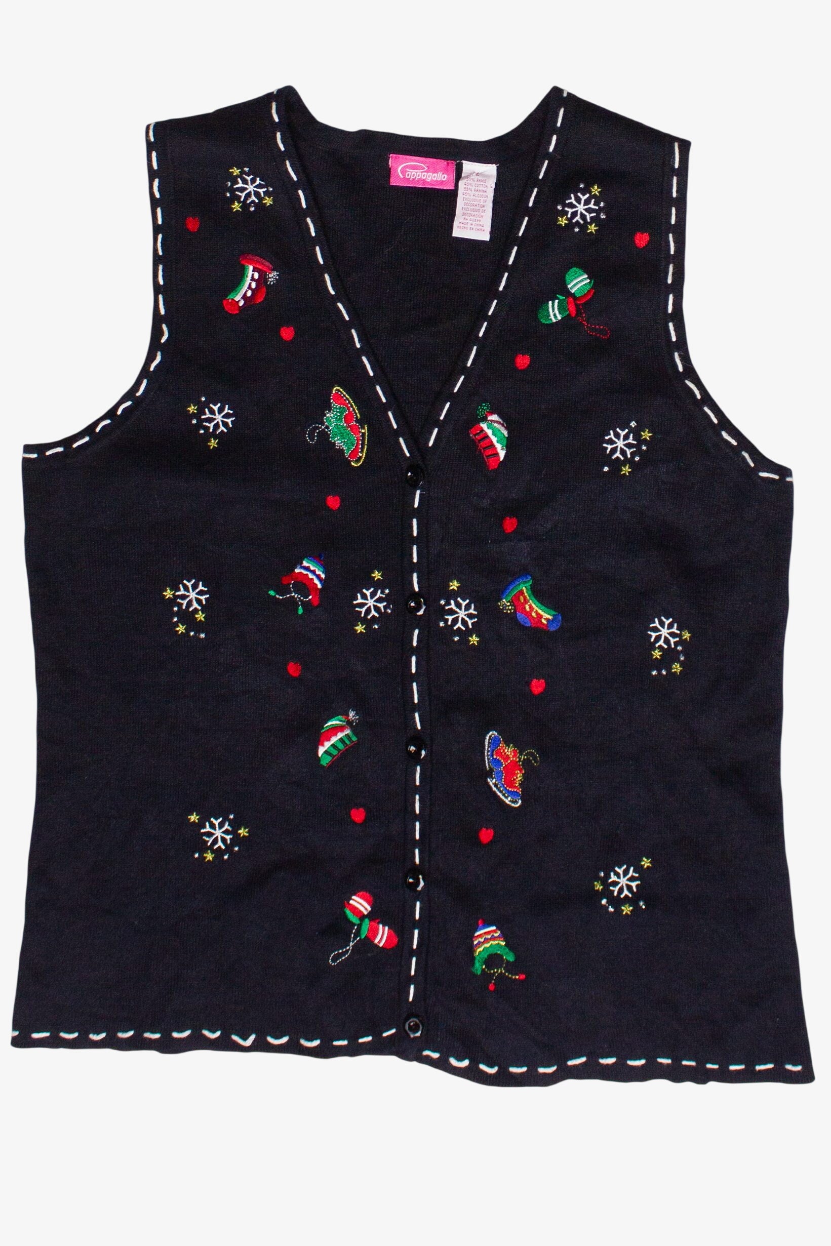 Vintage Embroidered Snowflakes Winter Fun Ugly Christmas Vest 
