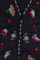 Vintage Embroidered Snowflakes Winter Fun Ugly Christmas Vest 