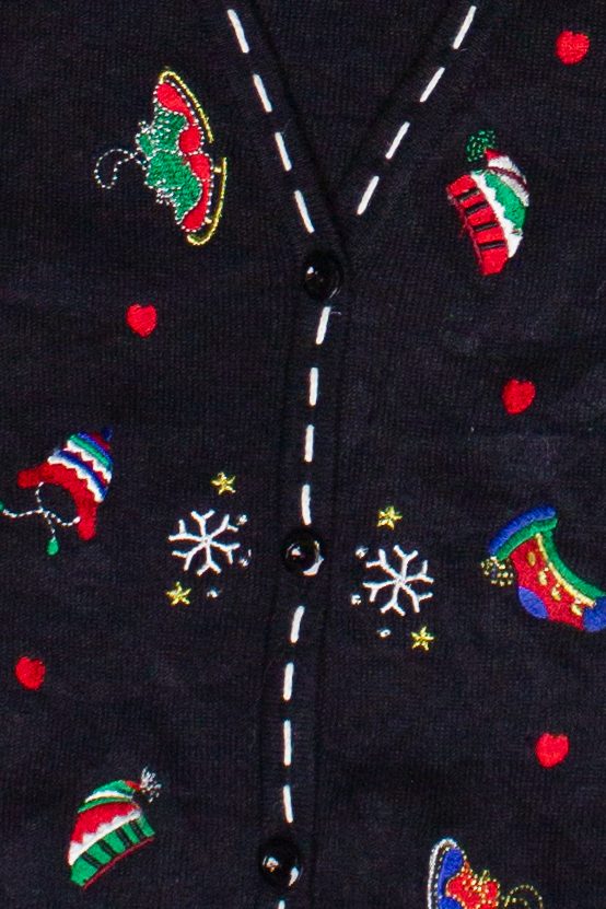 Vintage Embroidered Snowflakes Winter Fun Ugly Christmas Vest 