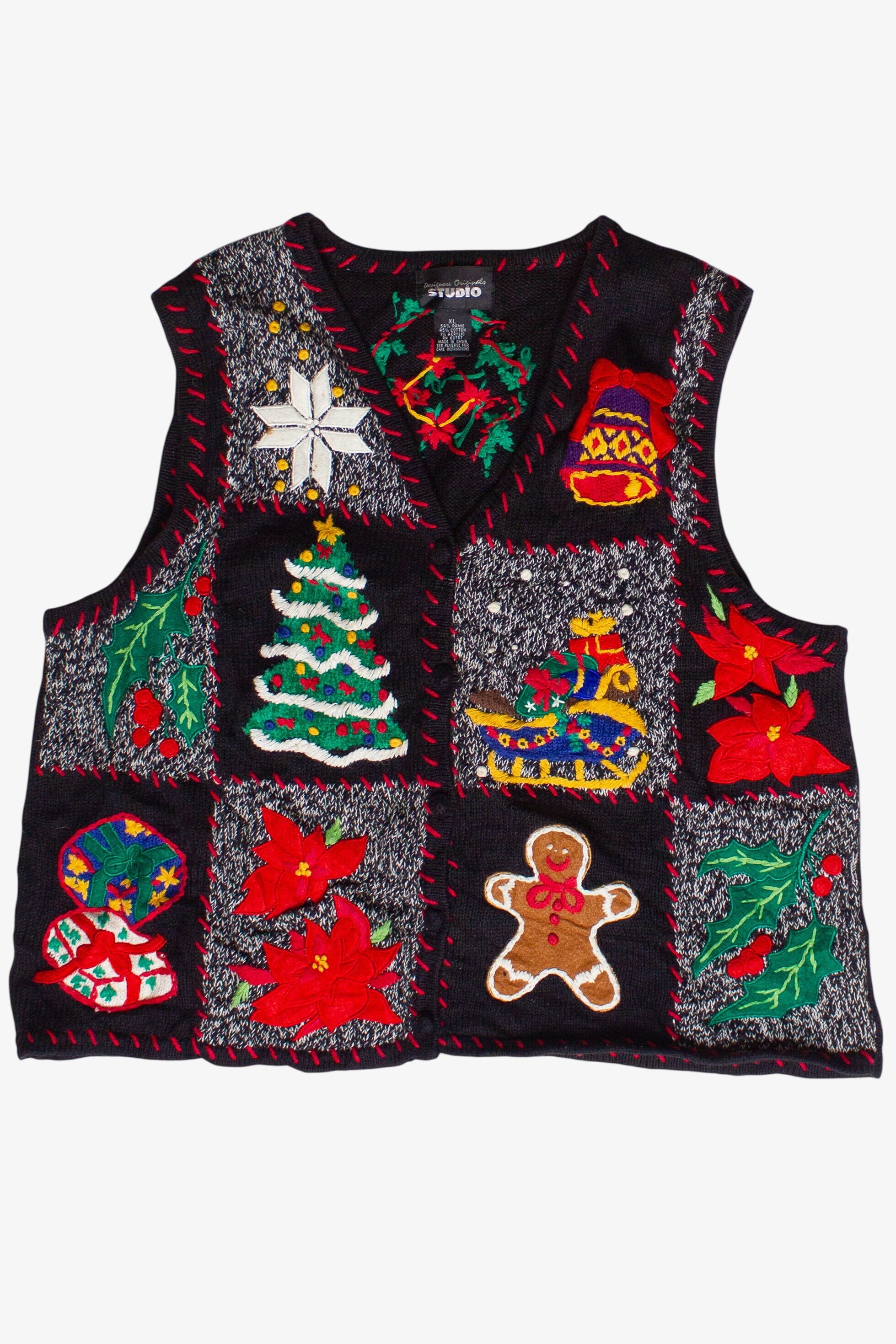 Vintage Hand Stitched Christmastime Ugly Christmas Vest