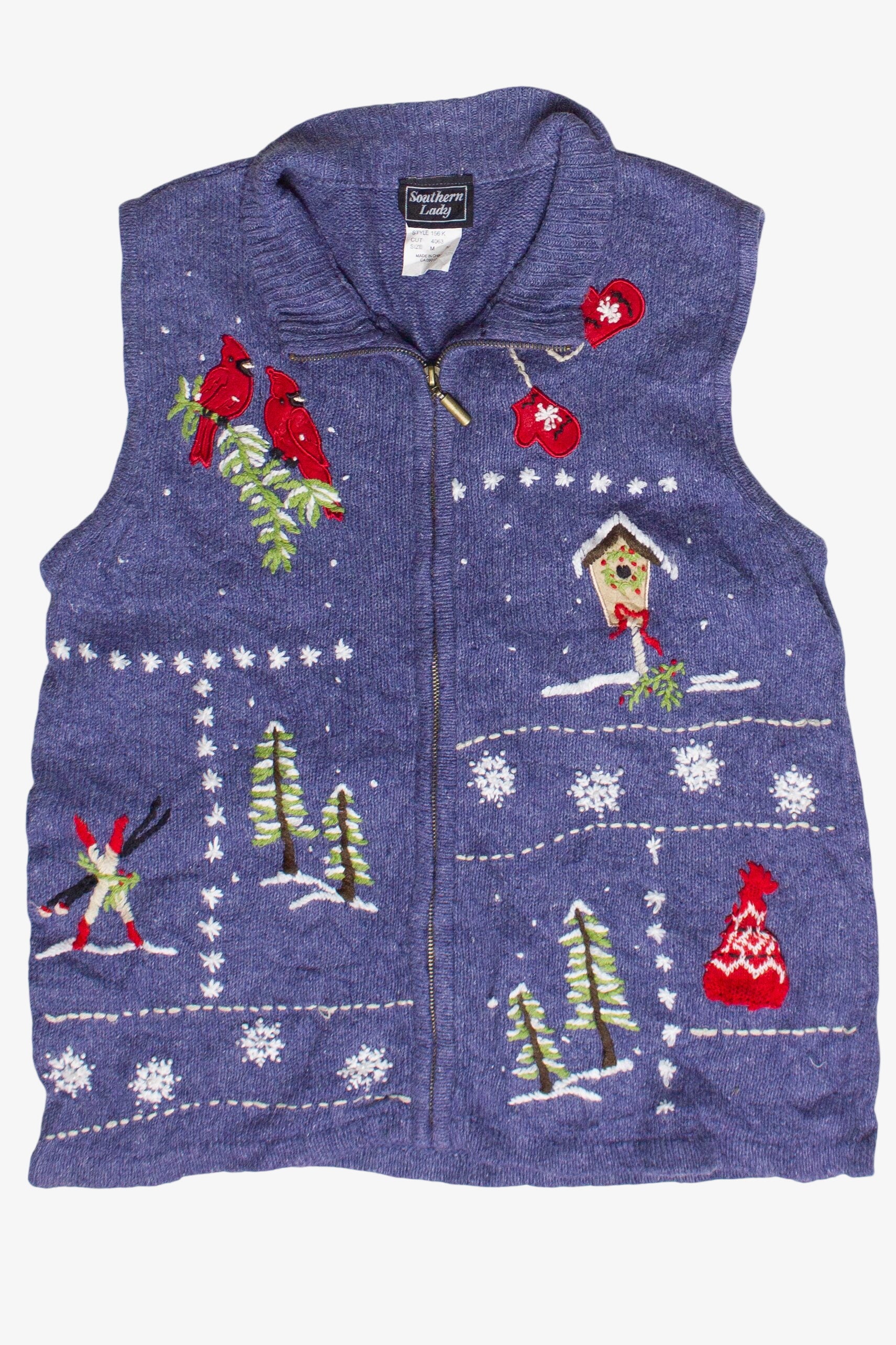 Vintage Snowy Winter Day Southern Lady Ugly Christmas Vest