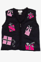 Vintage Y2K Bedazzled Pink Presents Ugly Christmas Sweater Vest