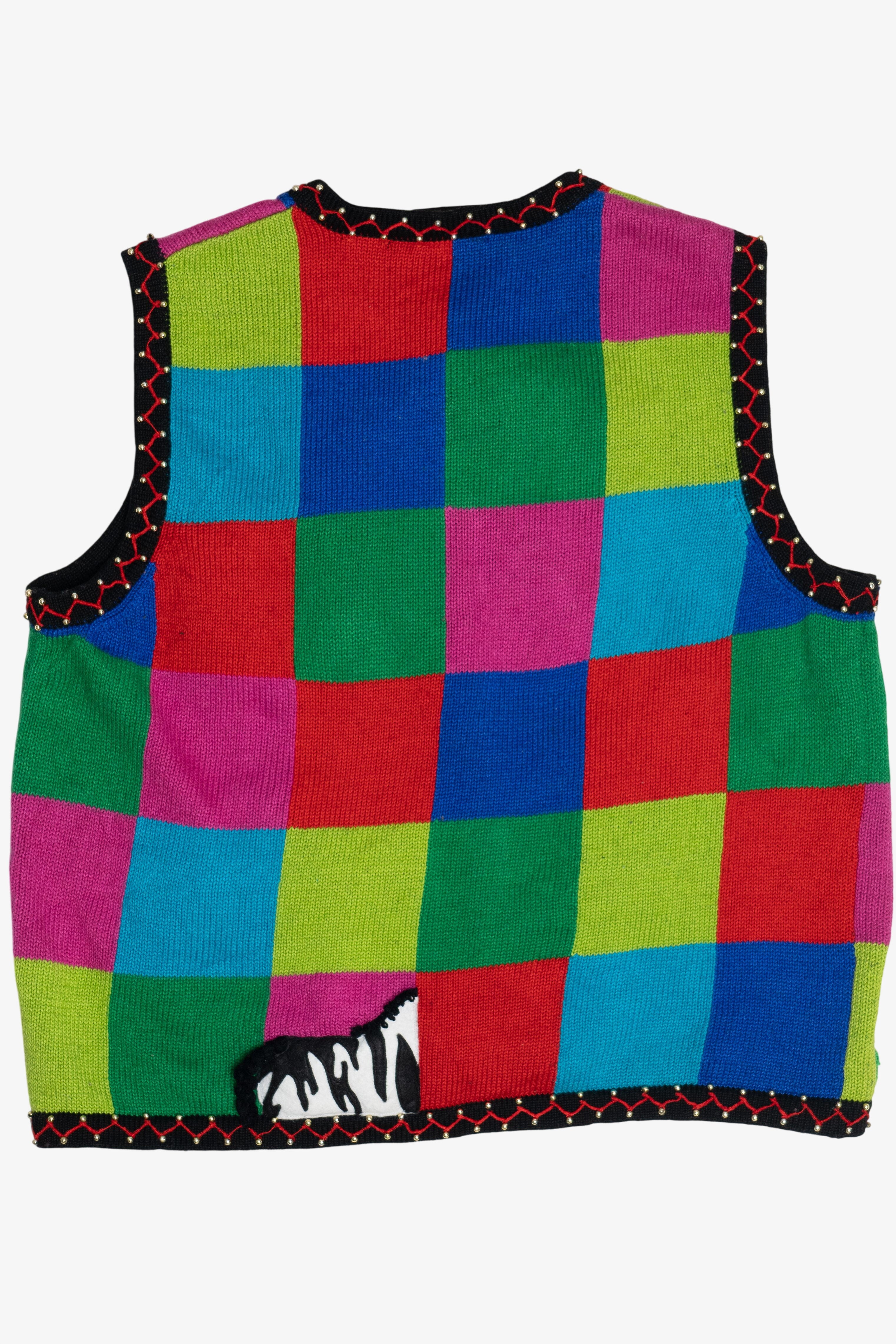 Vintage Christine Rotelli Zoo Animals & Candy Canes Ugly Christmas Vest (1990s)