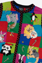 Vintage Christine Rotelli Zoo Animals & Candy Canes Ugly Christmas Vest (1990s)