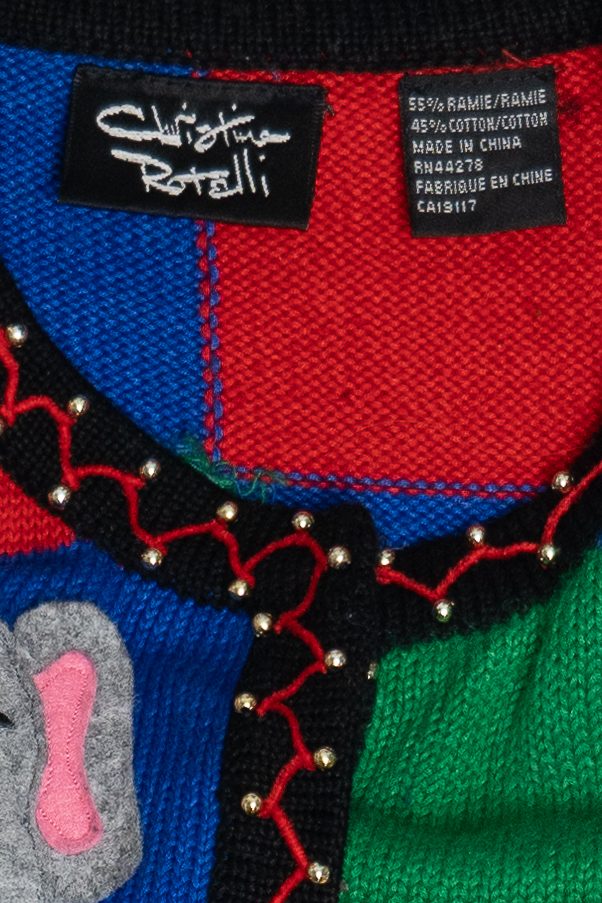 Vintage Christine Rotelli Zoo Animals & Candy Canes Ugly Christmas Vest (1990s)