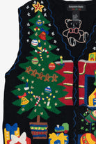 Vintage Christmas Tree By The Fireplace Ugly Christmas Vest (1990s)