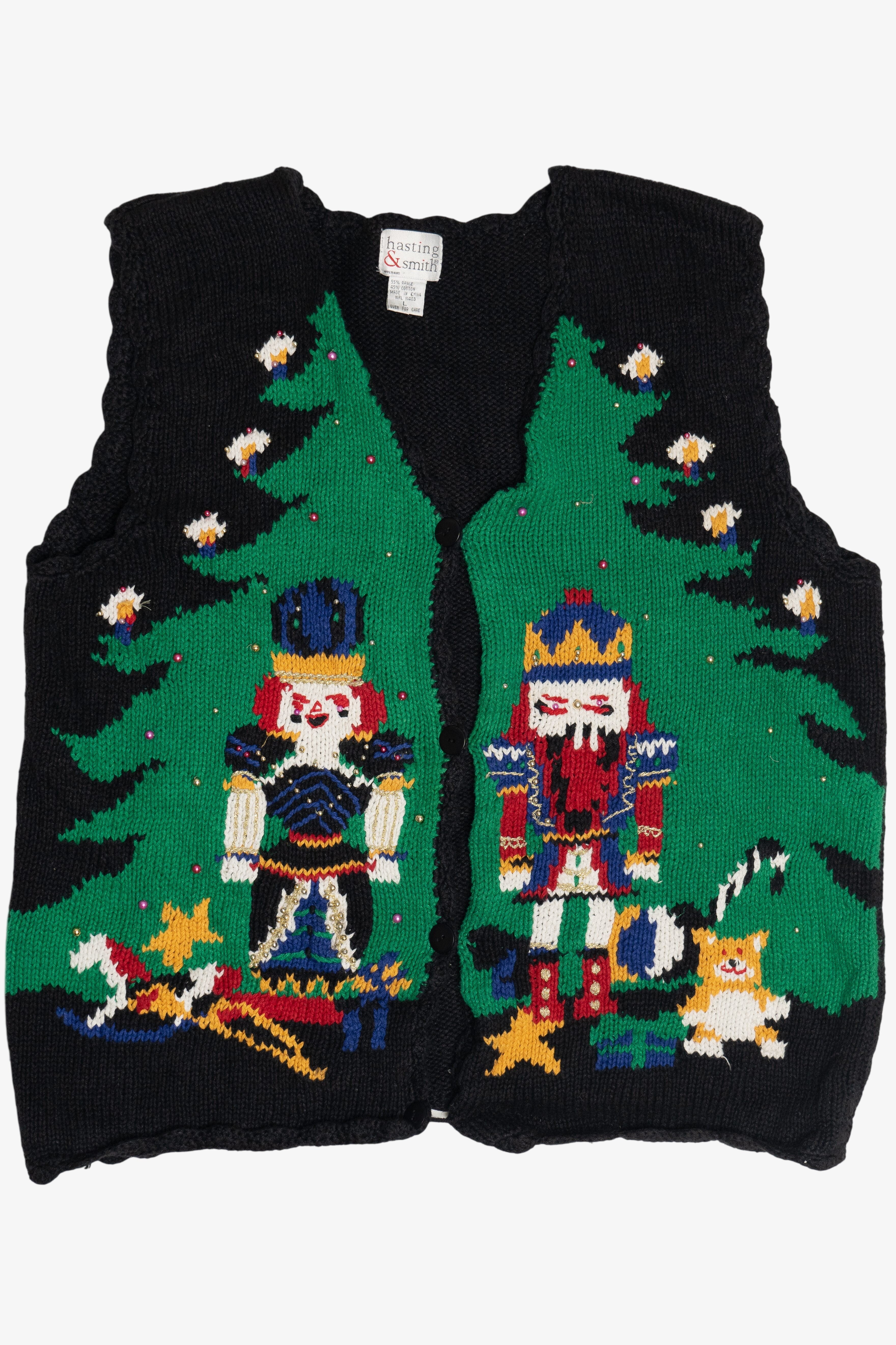 Vintage Nutcrackers & Christmas Tree Ugly Christmas Vest (1990s)