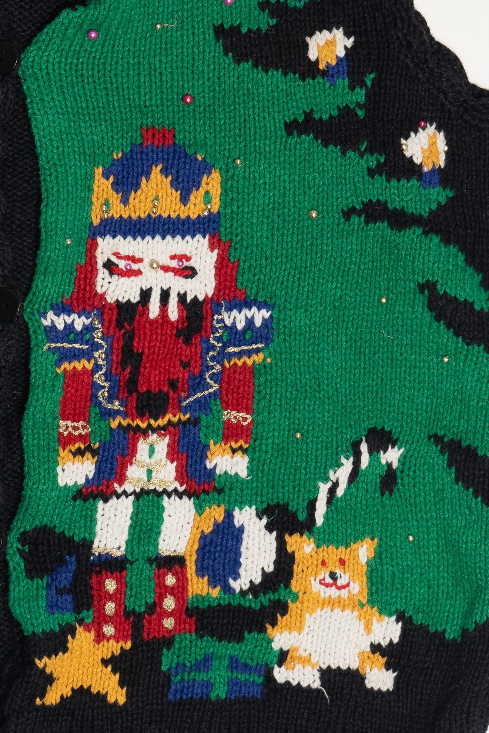 Vintage Nutcrackers & Christmas Tree Ugly Christmas Vest (1990s)