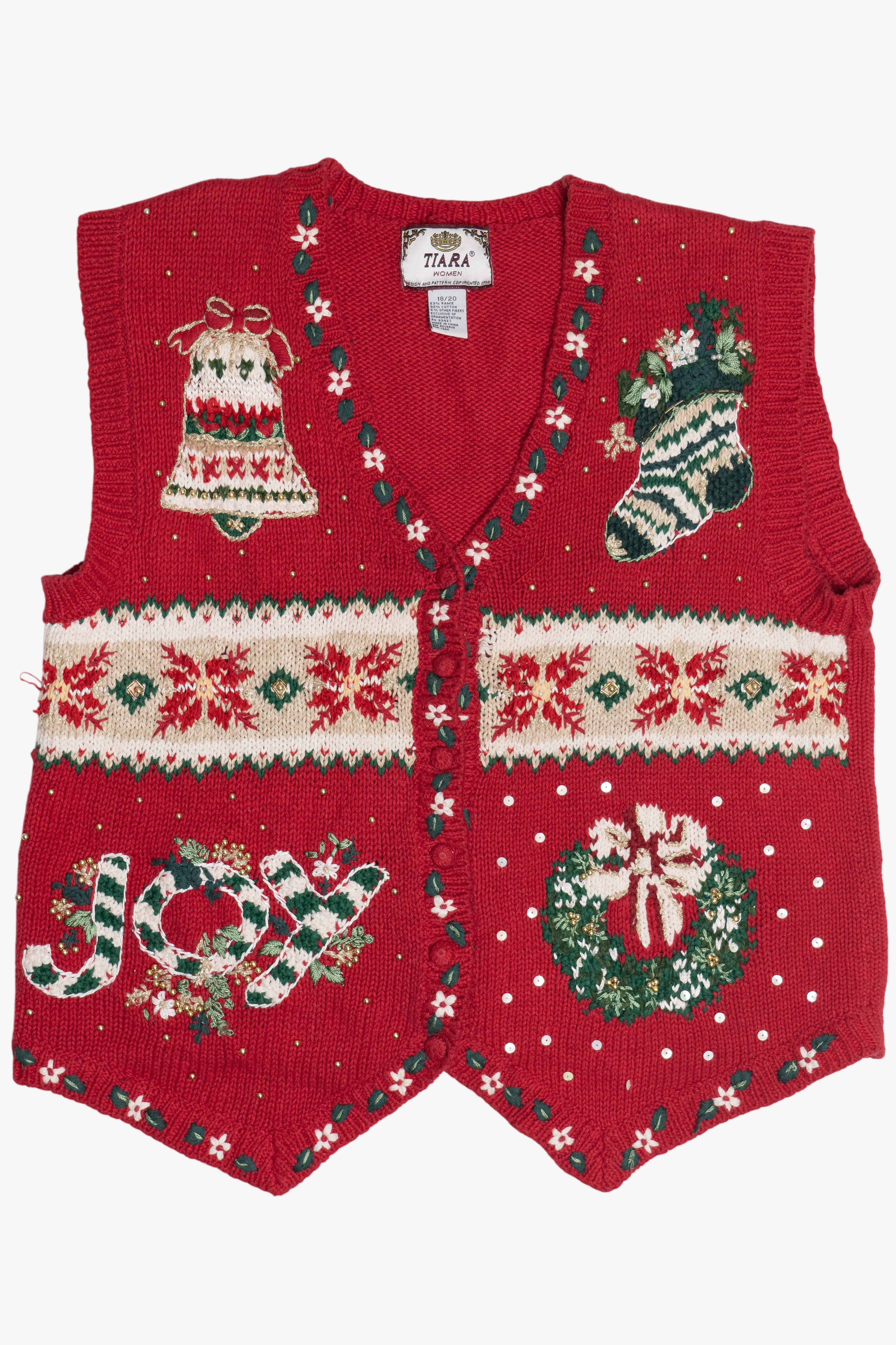 Vintage "Joy" Holiday Decor Ugly Christmas Vest (1990s)