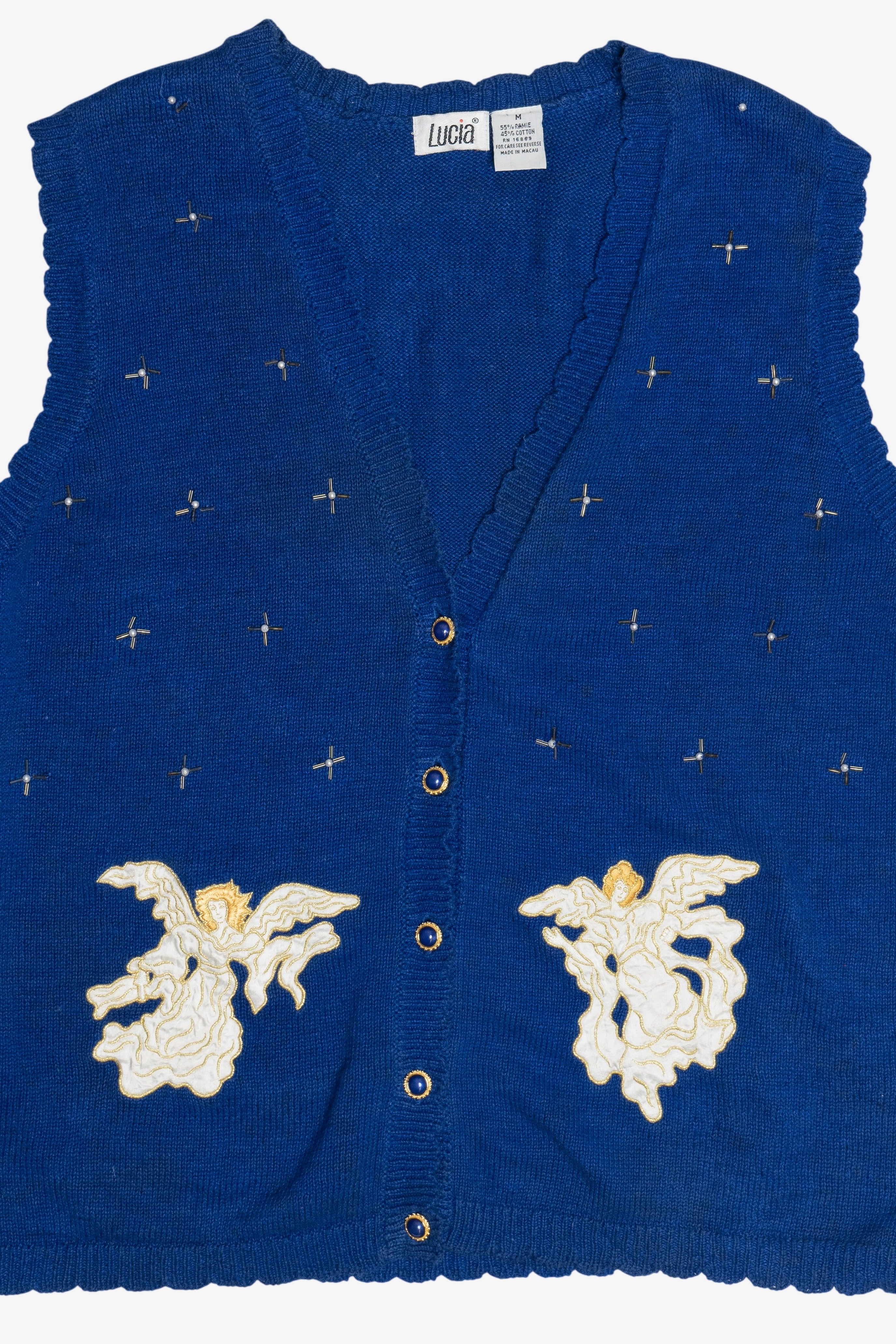 Vintage Angels In The Night Sky Ugly Christmas Vest (1990s)