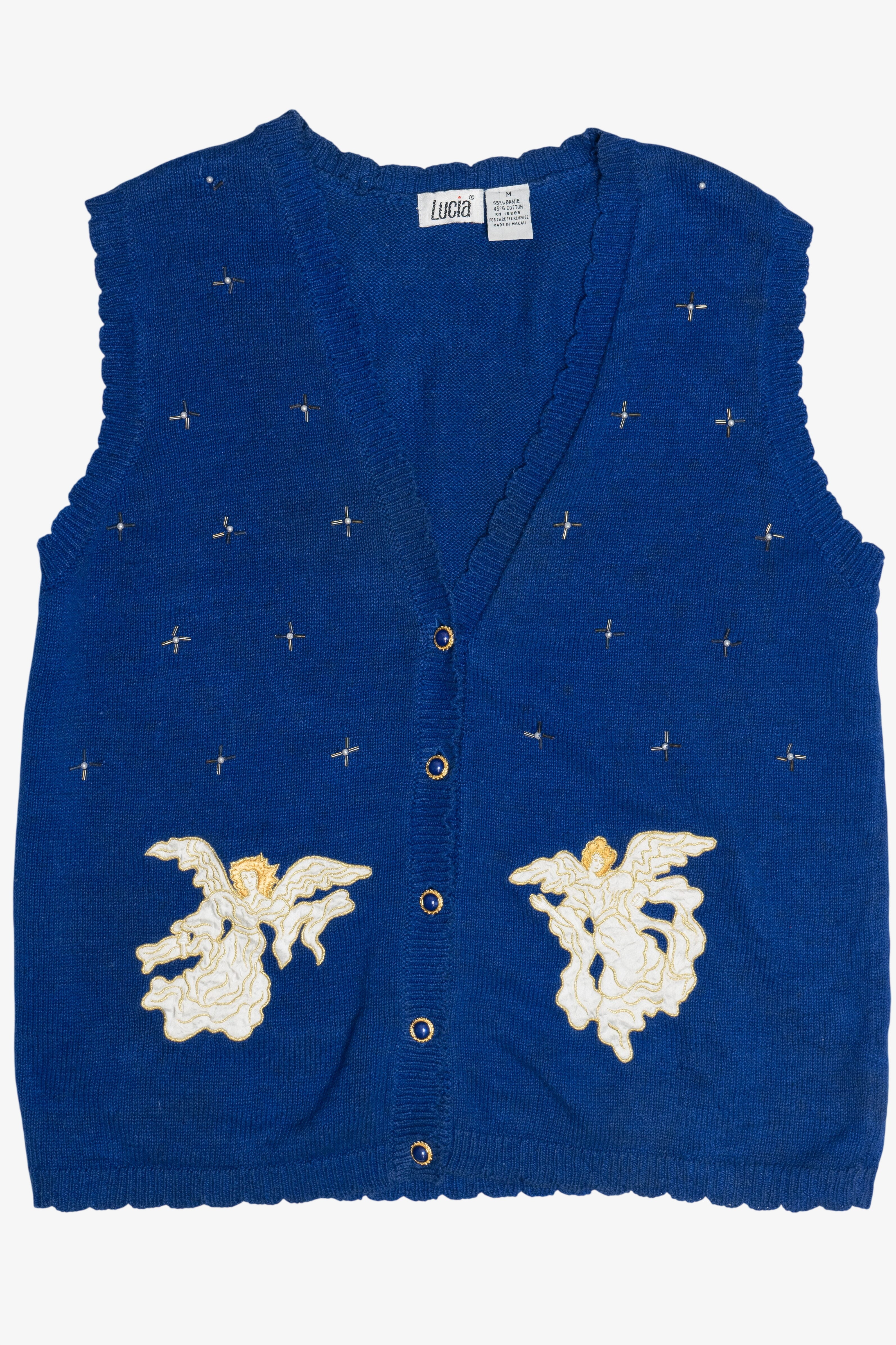 Vintage Angels In The Night Sky Ugly Christmas Vest (1990s)