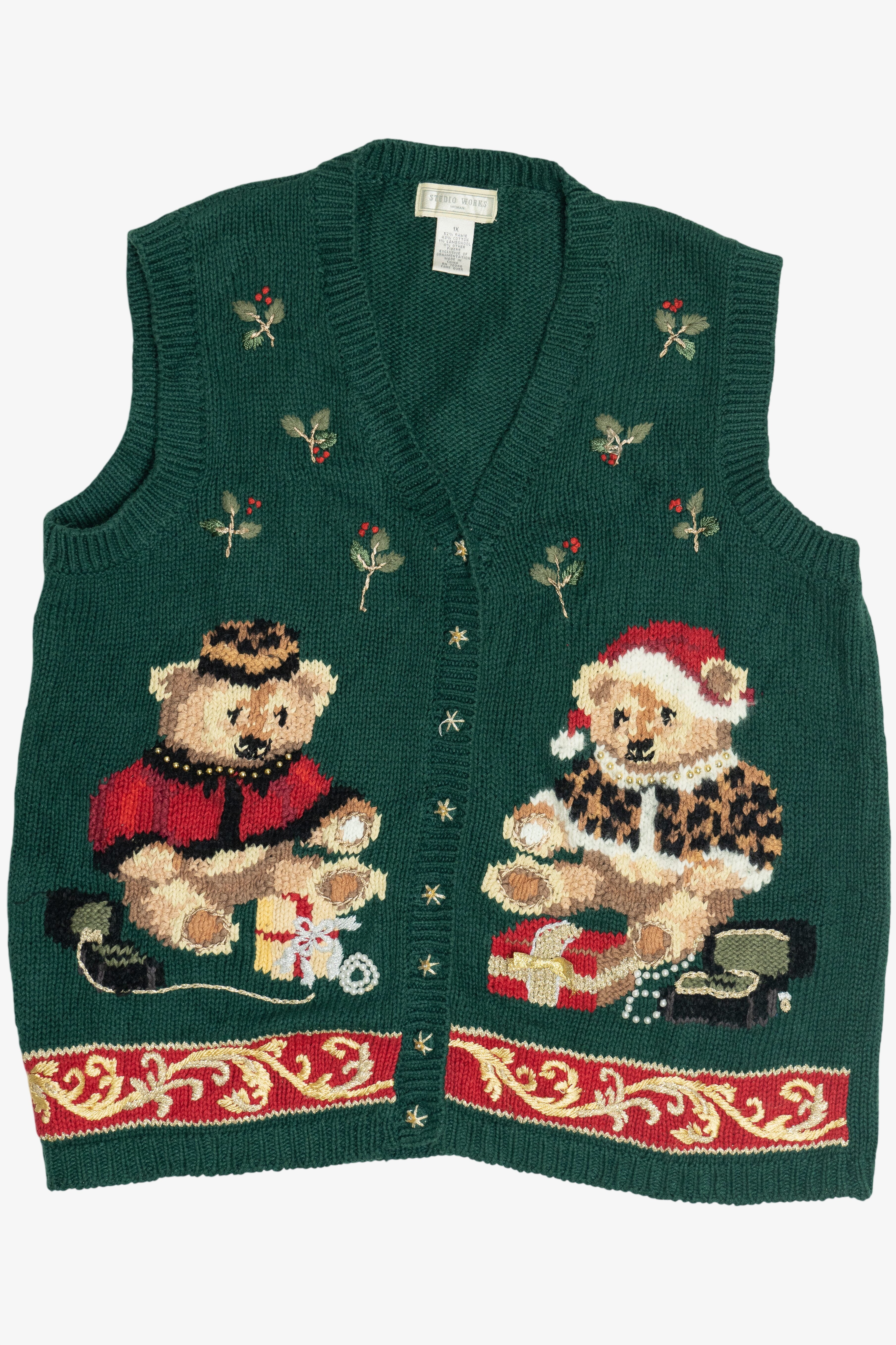 Vintage Holiday Bears Ugly Christmas Vest (1990s)