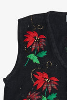 Vintage Bobbie Brooks Poinsettias Ugly Christmas Vest (1990s)