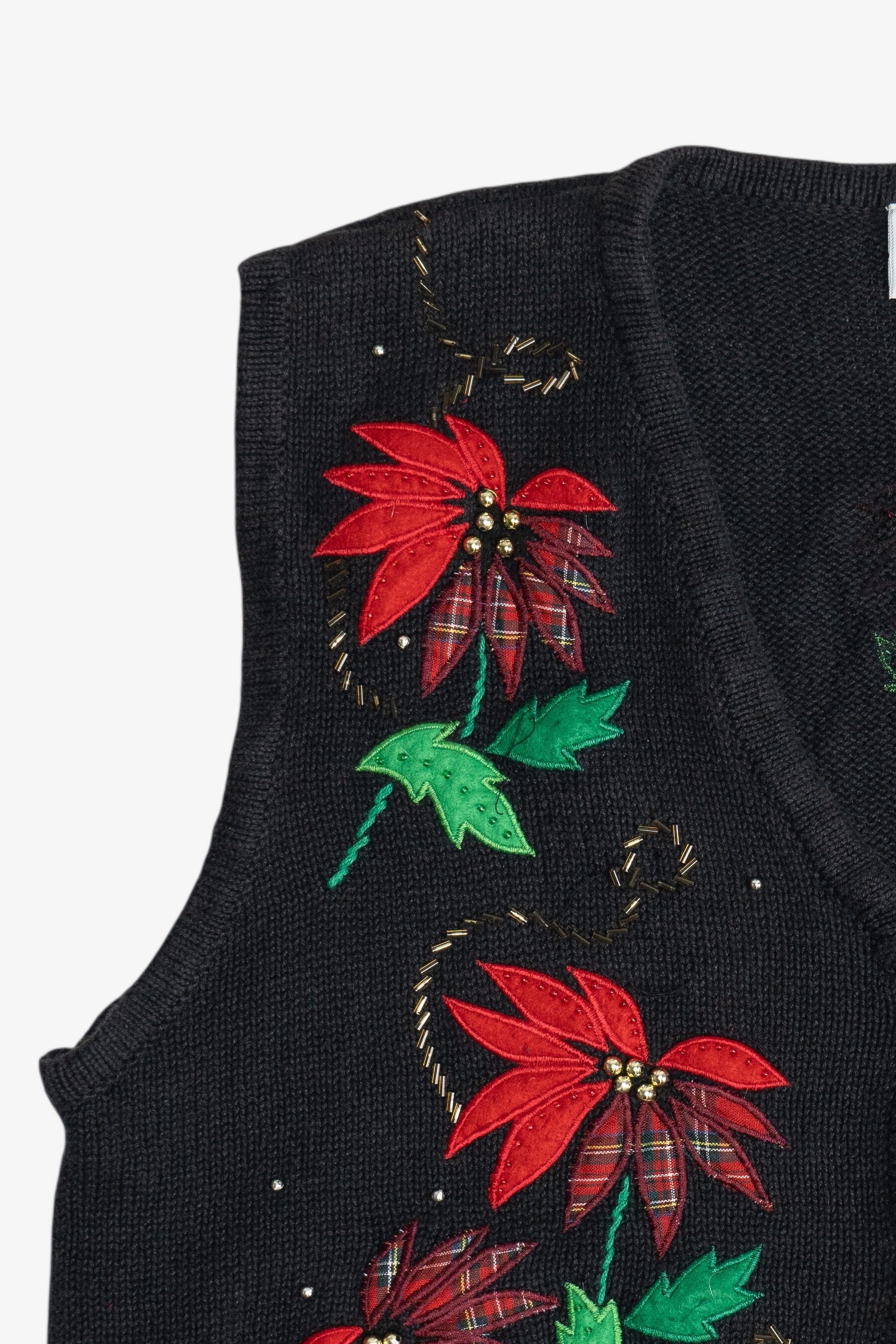 Vintage Bobbie Brooks Poinsettias Ugly Christmas Vest (1990s)