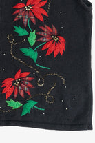 Vintage Bobbie Brooks Poinsettias Ugly Christmas Vest (1990s)